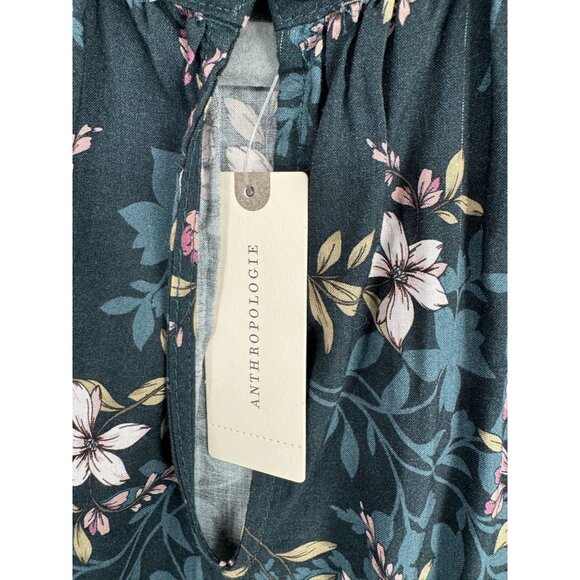 Velvet by Graham & Spencer Long Sleeve Keyhole Floral Slip Dress Women's M Green - Picture 9 of 16